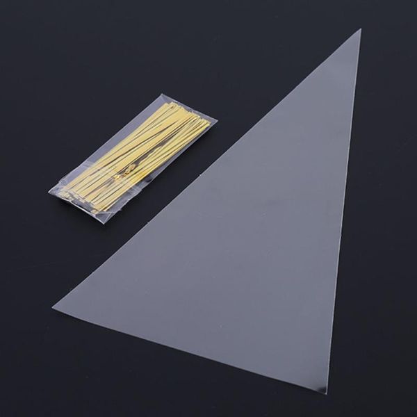 

200 pcs cellophane bags opp triangle bags cellophane treat with cable ties (13 x 25cm)