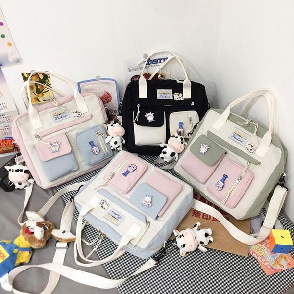 

evening bags fashion preppy style backpack 2022 canvas contrast color casual student travel street shopping handbags large capacity rucksack