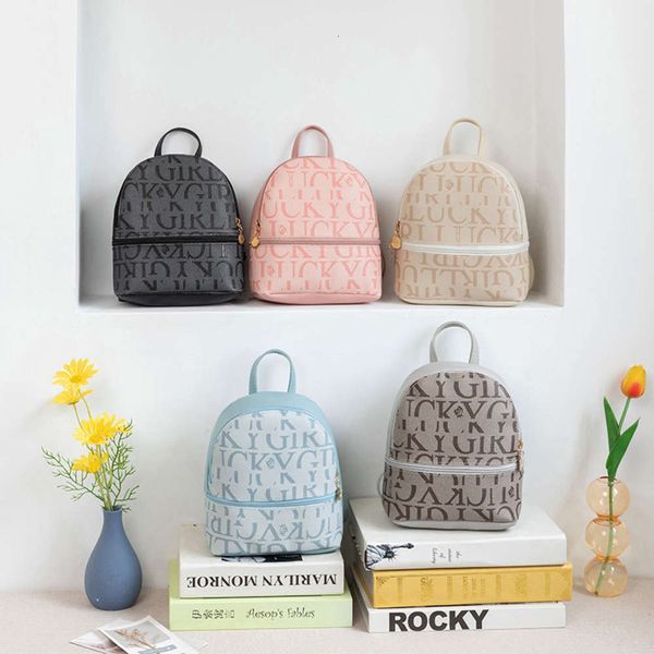

women's bag 2021 korean leisure pu small schoolbag letter printed backpack