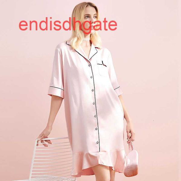 

silk 2021 women's home wear pajamas two piece like nightdress, Black;white