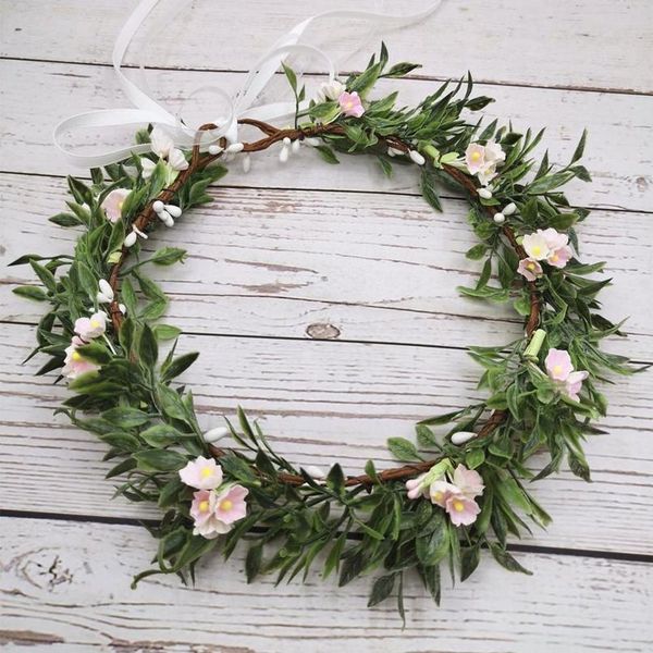 

small flowers green leaf crown festival headband women wedding hair accessories girl floral garland wedding floral qylabz