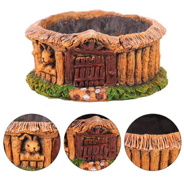 

planters & pots 1pc creative flower pot succulents wood house shape plant