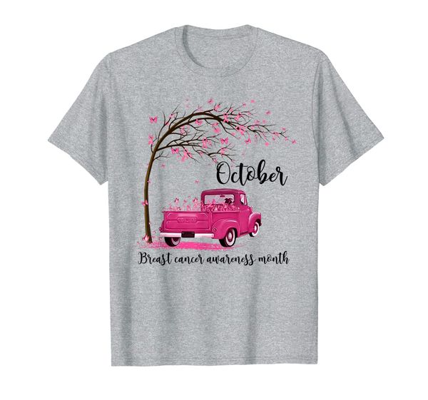 

pink truck pumpkin october breast cancer awareness month t-shirt, White;black