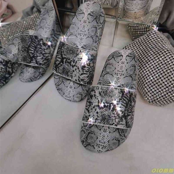 

75% off factory outlet sale summer luxury rhinestone women slippers platform flat heels open toe thick sole zebra beach slides fashion sanda, Black