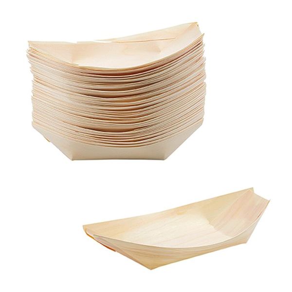 

disposable dinnerware 50x finger - bowls, "boat" biodegradable wood