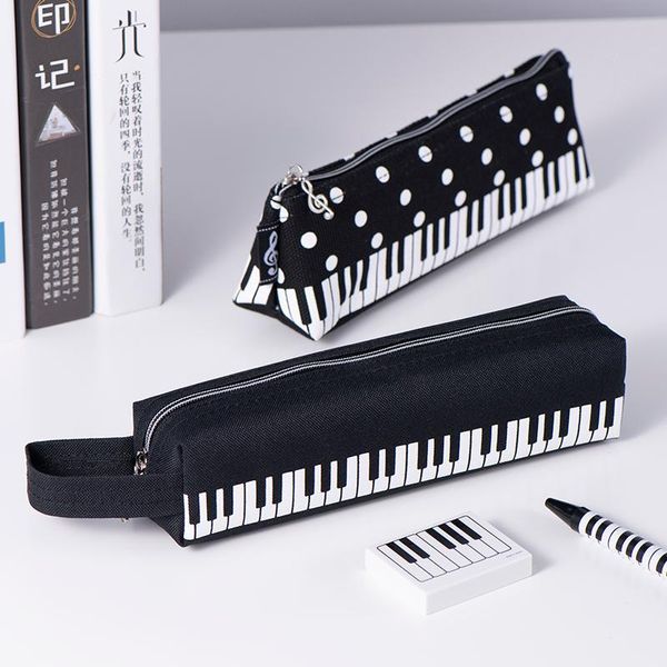 Astucci per matite 1PC Custodia musicale Kawaii Tastiera per pianoforte Borsa quadrata in tela di grande capacità Borsa per studenti Cancelleria per ufficio Regali scolastici