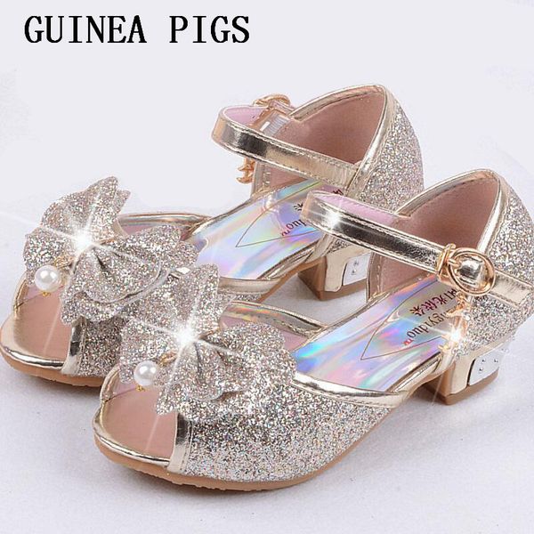

children sandals for girls weddings girls sandals crystal high heel shoes banquet pink gold blue gold guinea pigs brand 210226, Black;red