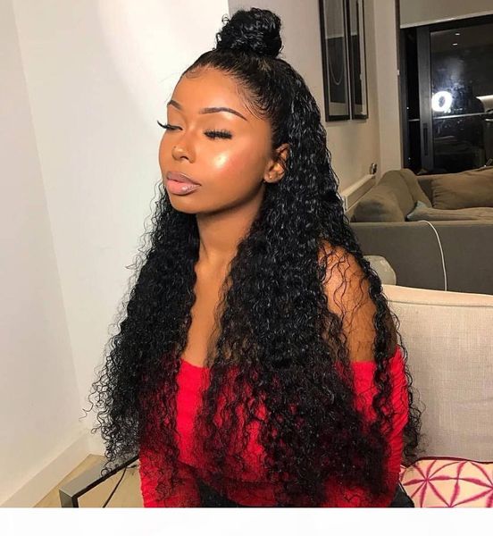 

13x4 deep part hd transparent invisible water wave lace front human hair wigs virgin malaysian preplucked hd lace wig for black women, Black;brown