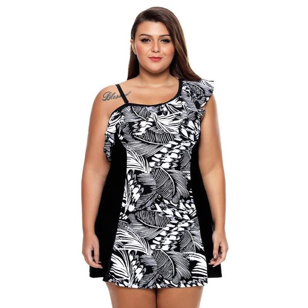 

tankini push up one shoulder bathing suit women plus size vintage one piece ruffle swimsuit tummy control patchwork bodysuit