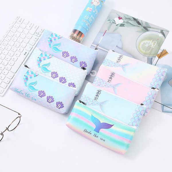 

pencil cases 1pcs solid color plush mermaid case kawaii bag for girls pencilcase cute school stationery supplies