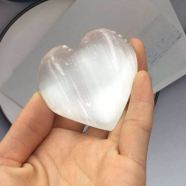 

natural permeable gypsum heart-shaped selenite healing stone decoration