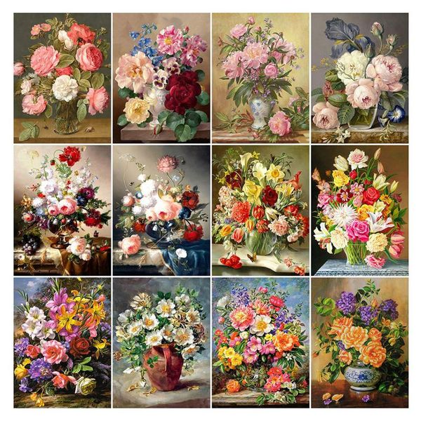 

diamond painting lzaiqizg 5d full square peony rhinestone kit embroidery flower mosaic vase handicraft decor for home