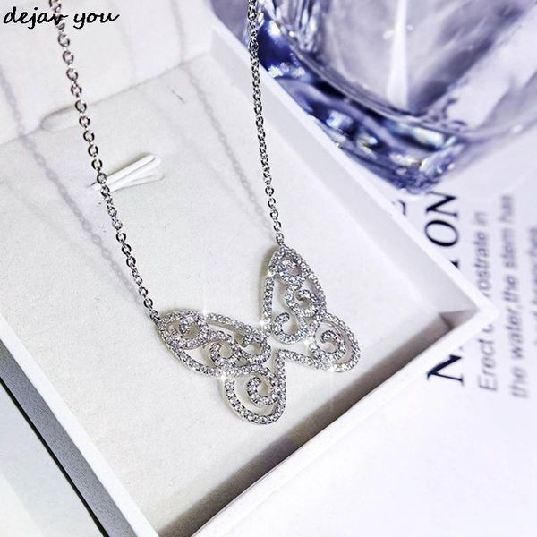 

new zirconia butterfly necklace charm bling cz butterfly jewelry pendant bijoux for women girl, Silver