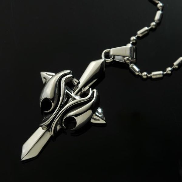 

pendant necklaces punk fashion brave men stainless steel necklace personality male cross jewelry for biker gifts hp335, Silver