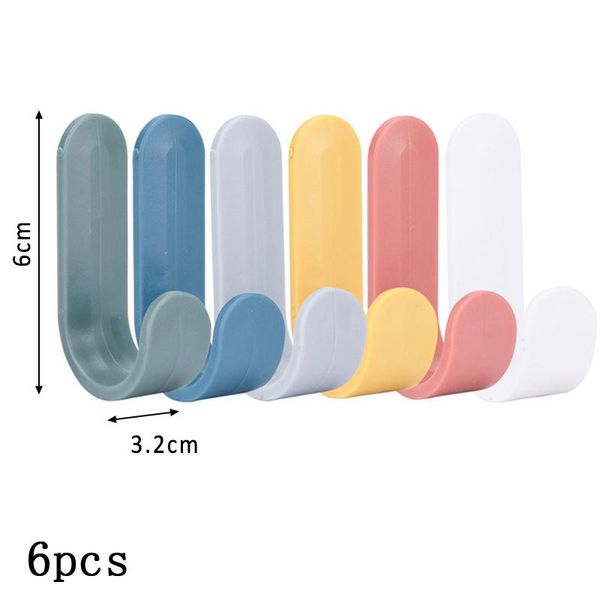 

j shape pure color multi purpose abs plastic 1set self-adhesive wall hook no trace nordic style home decoration