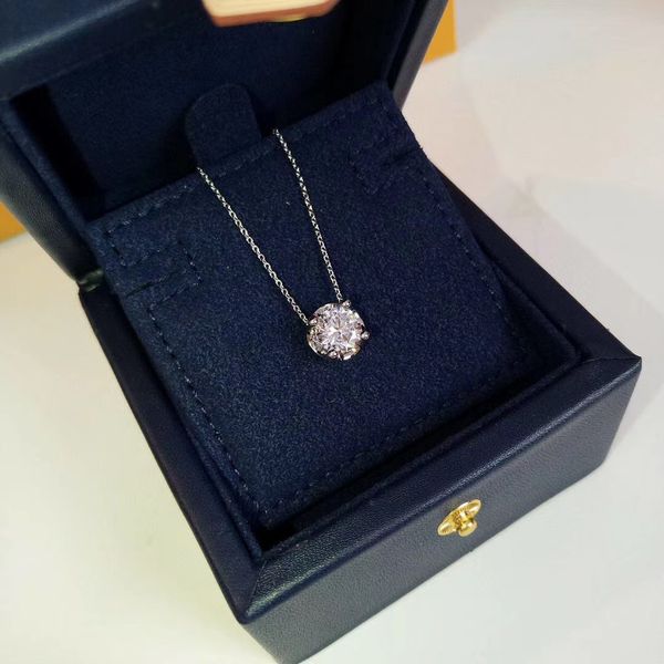 

s925 silver pendant necklace with one piece sparkly diamond in platinum and rose gold color for women wedding jewelry gift ps8