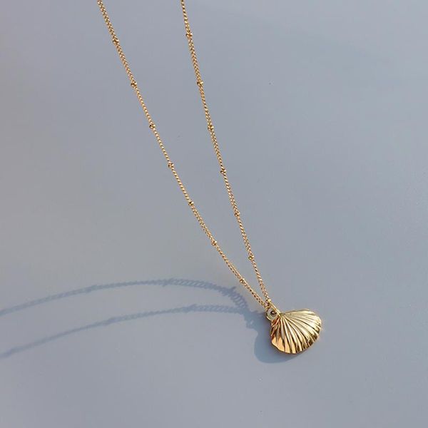 

pendant necklaces summer shell necklace for women titanium steel ins french girl teen choker chain fashion jewelry trend collier wholesale, Silver