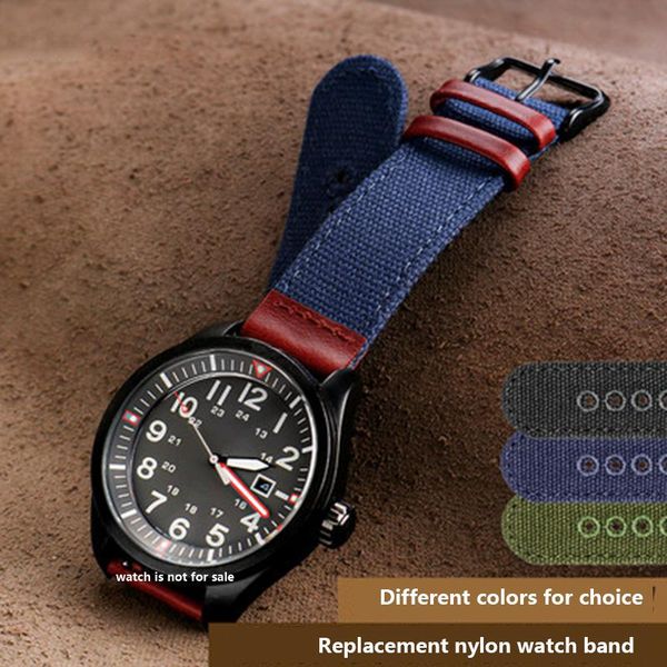

watch bands dark blue quick release men's canvas band 20mm leisure sports strap, Black;brown