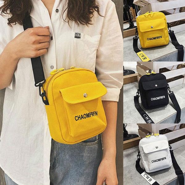

trendy women canvas bags pure color casual shoulder bag 2021 new handbag outdoor bag zipper messenger women gifts, Red;black