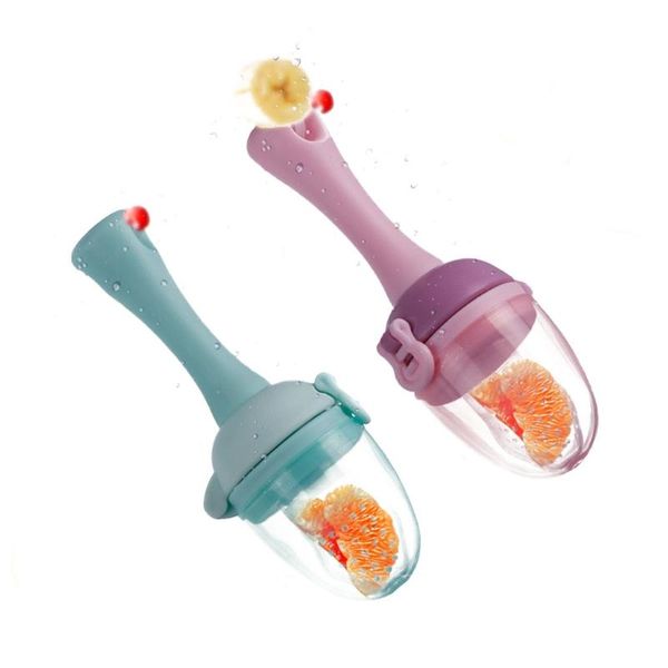 

cups, dishes & utensils l21f baby fruit feeder banana mesh pacifier bottle with long handle kids fresh vegetable nibbler infant teething toy
