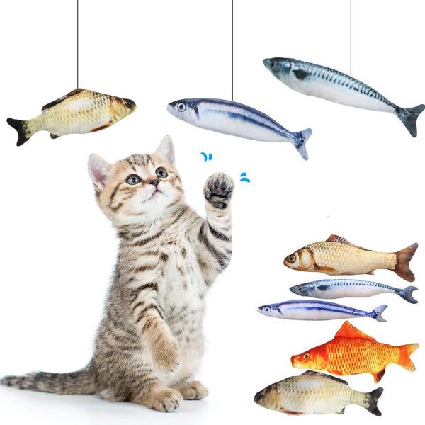 

cat toys 18cm toy fish plush scratcher interactive catnip stuffed pillow simulation playing for kitten