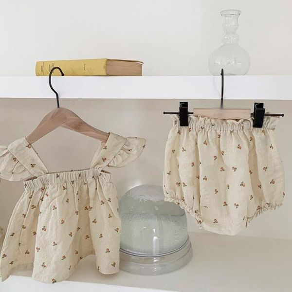

clothing sets korean style toddler baby girls suit suspender shirt+pp shorts summer born clothes, White