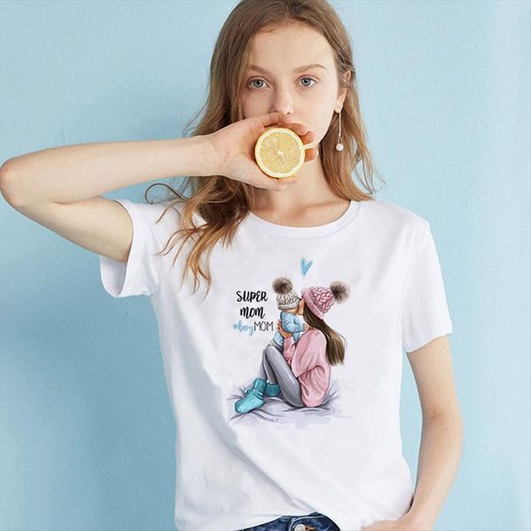 

cdjlfh summer mothers day women t shirt harajuku kawaii super mom casual comfortable vogue aesthetic lovely, White