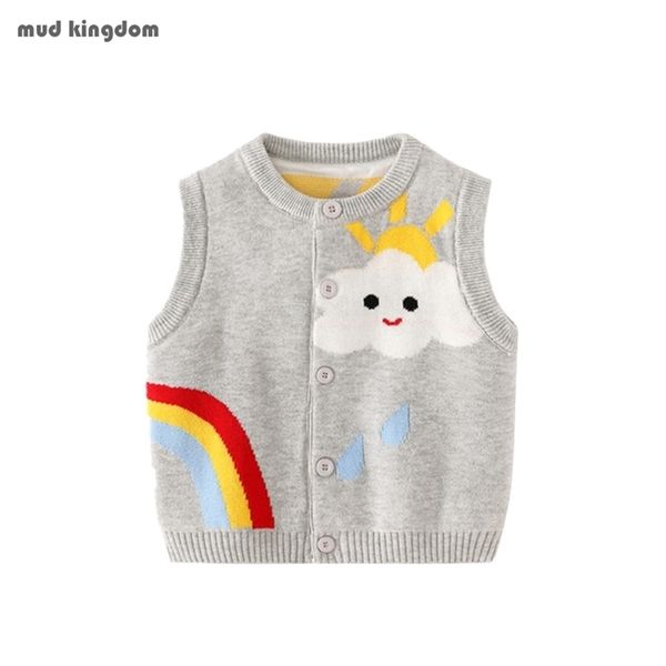 

mudkingdom baby boys girls vest cardigan cute rainbow baby knit cardigan for spring casual kids clothes autumn winter 211106, Blue