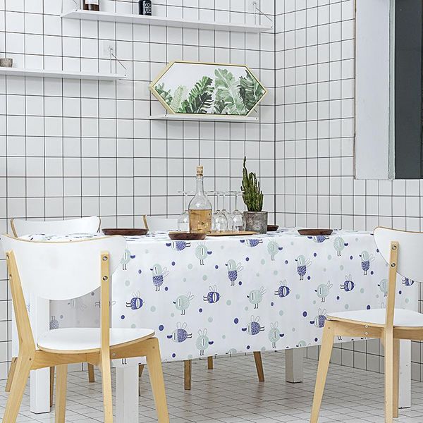 

table cloth peva tablecloth waterproof, scale-proof and oil-proof mat rectangular cartoon tea printing