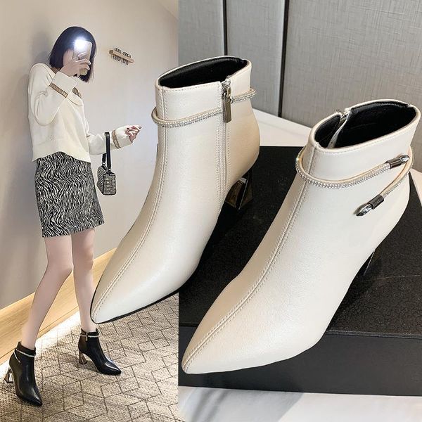 

boots children's 2021 autumn and winter high-heeled pointed fashion short western style was thin, Black