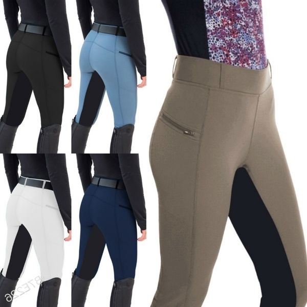 

women's horse riding pants patchwork archery mountaineering camping leggings skinny mid-rise pants q1210, Black;white