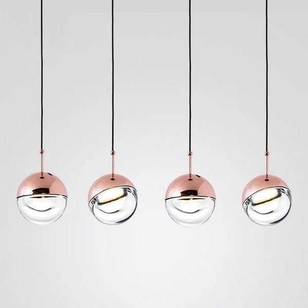 

pendant lamps nordic rose gold glass ball lights personality design loft living room kitchen hanging lamp bedside decor light fixtures