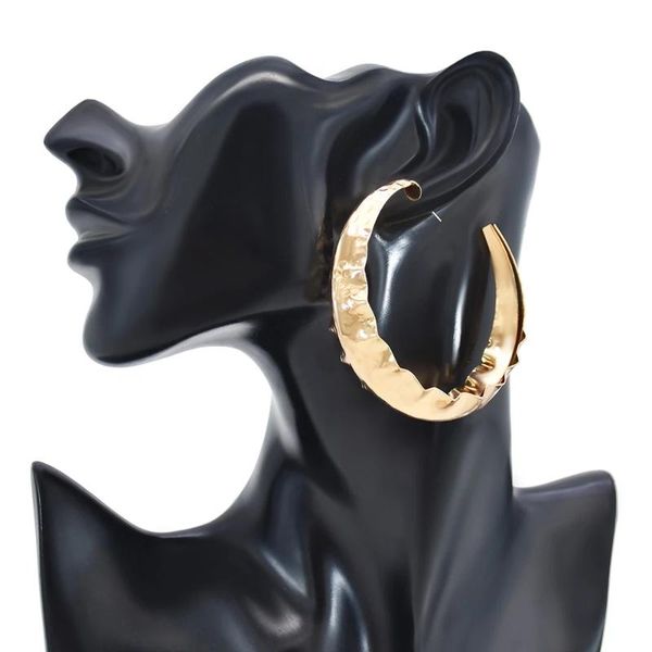 

hoop & huggie geometric crescent earrings for women boho gold silver color metal big punk earring oorbellen wedding party holiday gift, Golden;silver
