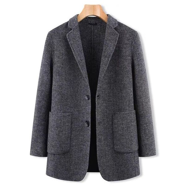 

men's wool & blends 2021 autumn winter fashion solid men long sleeve woolen coat slim fit overcoat male turn-down collar outerwear b430, Black
