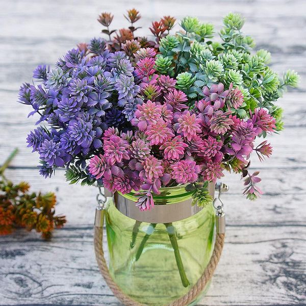 

7 forks 28 heads fake flowers succulent plants artificial fall leaves flores for wedding garden decoration plant farmhouse decor