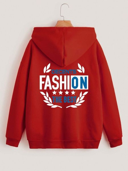 

star & letter graphic drop shoulder drawstring thermal hoodie u6or#, White;black