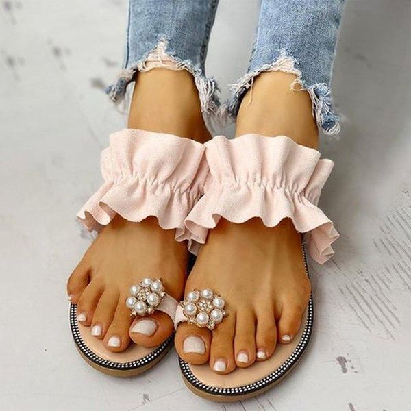 

slippers women summer sandals flats shoes woman slides shiny bling crystal plus size sandalias mujer sapato feminino d828, Black