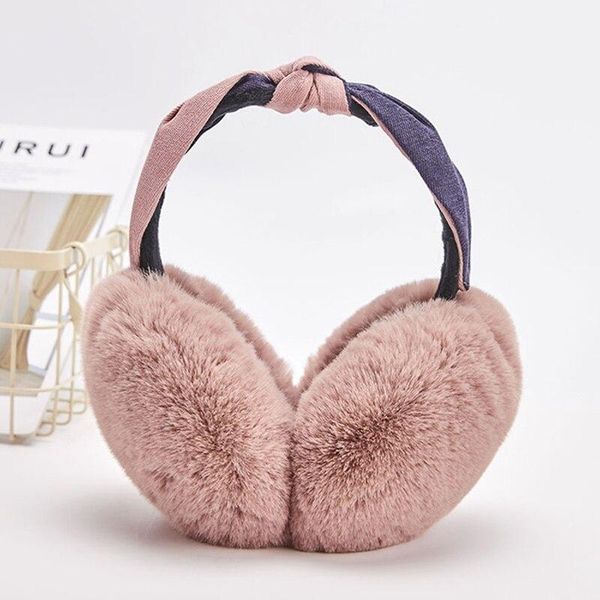 

berets 2021 headband folding earmuffs fur winter warm fashion cute wild ladies, Blue;gray