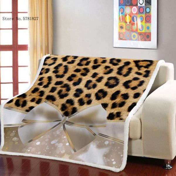 

blankets bowknot leopard sherpa blanket 3d print colorful cartoon weighted nap office sofa throw picnic travel