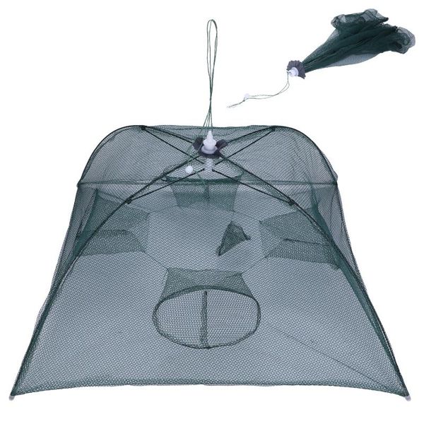 

sougayilang 4-20 holes automatic folding fishing net shrimp cage nylon foldable crab fish trap cast net pesca