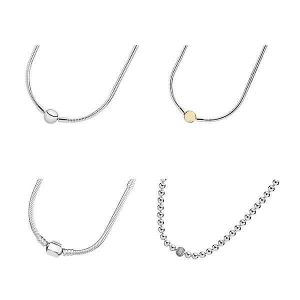

chains couple zircon beads snake necklaces for women real 925 sterling silver ball barrel clip clasp choker collier fine jewelry