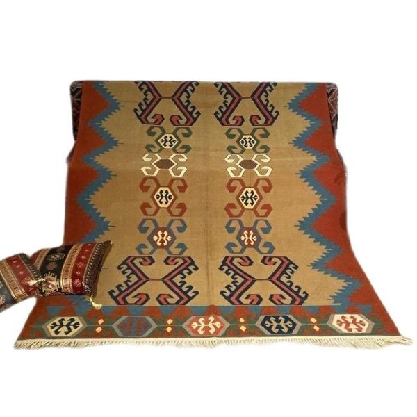 

carpets authentic traditional anatolian turkish "denizli" rug handwoven 100% wool original pattern dyeing with organic root dye 2