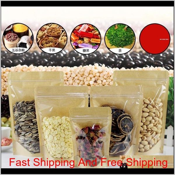 

kraft paper zipper lock food packing bags reusable plastic front transparent stand up pouch gift candy baking s qyljcv wrhome