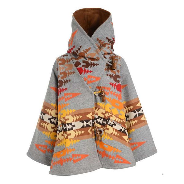 

women's jackets european and american winter long-sleeved female with loose hoodie jacket printed geometric standard front-pocket teddy, Black;brown