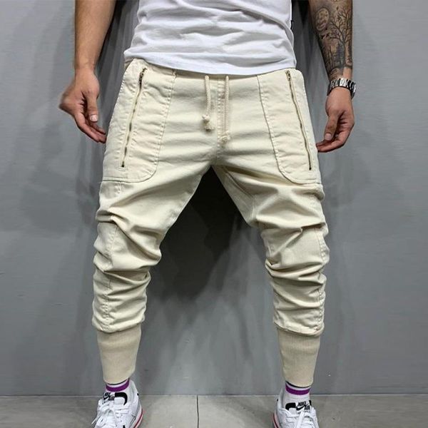 

men's pants fashion street trend casual leggings harlem, Black