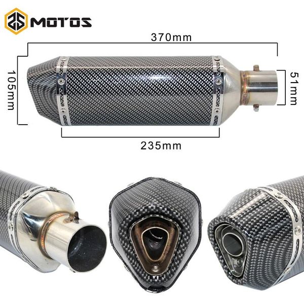 

motorcycle exhaust system zs motos universal aluminum modified scooter muffle pipe cbr cbr125 cbr250 cb400 cb600 yzf fz400 z750