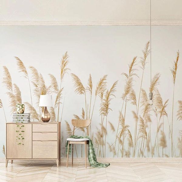 

wallpapers nordic style reed plant wallpaper modern living room bedroom home decor pvc self-adhesive waterproof 3d stickers papel de parede