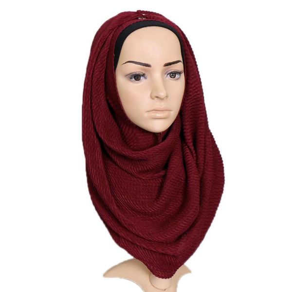 

scarves 2021 muslim clothing monochrome pure cotton pleated women's scarf multicolor honeycomb wrinkle turban hijab, Blue;gray