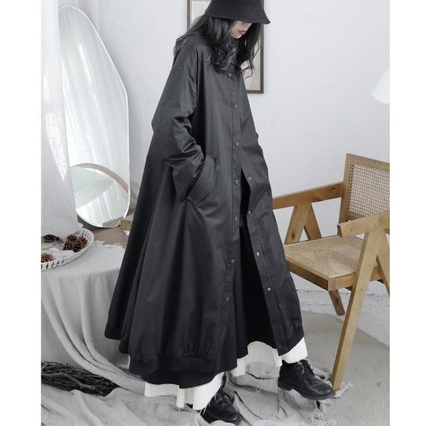

women's trench coats getspring women coat vintage full sleeve ladies windbreaker loose casual oversized female spring autumn 2021 fash, Tan;black