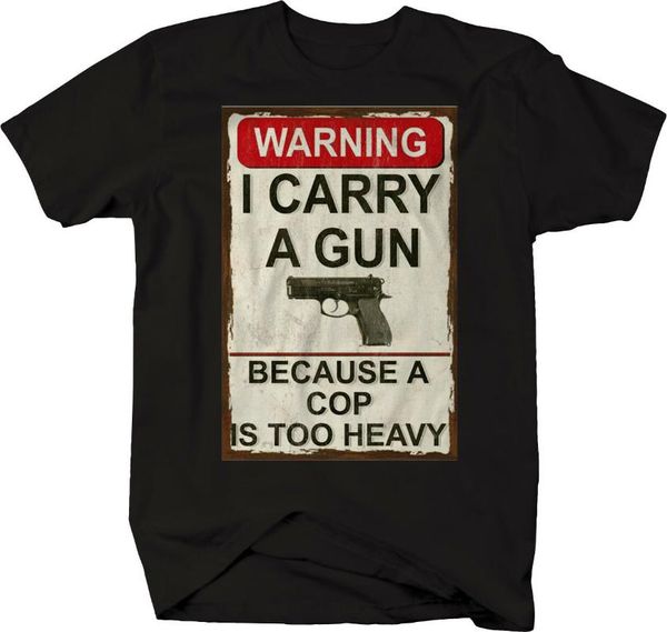 

men's t-shirts i carry a gun, cop too heavy 2a nra t shirt, White;black